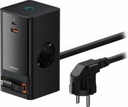 Station de recharge rapide Baseus GaN 65 W avec prises CA/USB-C/USB-A, noire