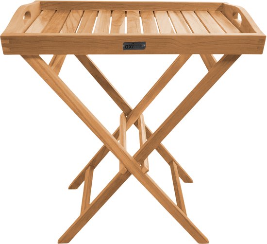 Table d'appoint pliable AXI Lora en teck – Avec plateau amovible – 60 x 35 x 75 cm – Teck – Légère – Pliable – Pour le jardin, la terrasse et le balcon
