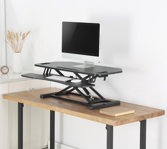 Bureau élévateur poste de travail assis-debout - bureau ergonomique réglable en hauteur - largeur 95 cm
