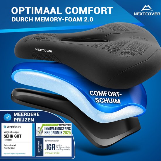 NEXTCOVER® Selle de vélo de randonnée avec mousse à mémoire de forme 3.0 - L'originale