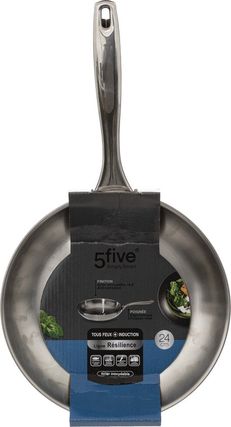 Secret de Gourmet - Poêle à frire - Compatible avec toutes les plaques de cuisson/sources de chaleur - argent - Diamètre 24 cm