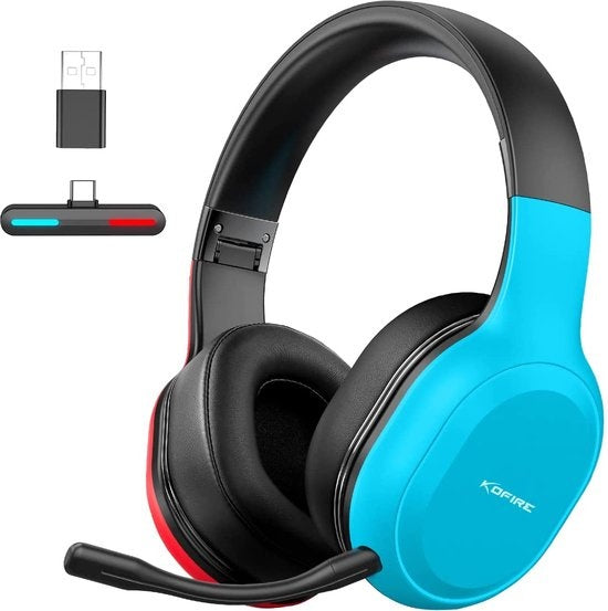 Kofire UT-01 2.4GHz Wireless Gaming Headset - Casque supra-auriculaire Bluetooth avec microphone - Multiplateforme - Rouge bleu