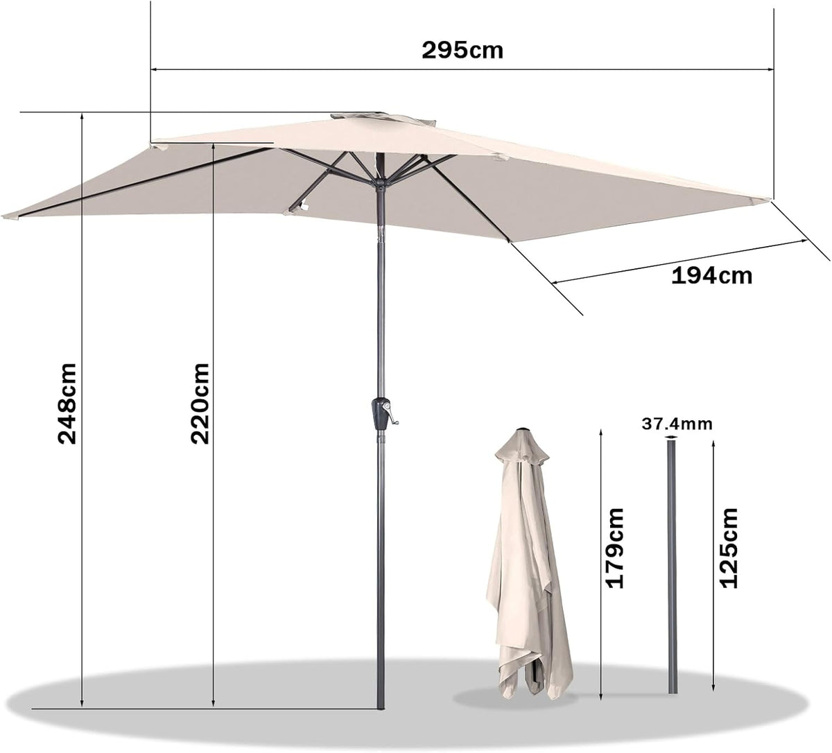Angel Living Parasol - Rectangulaire - 200 x 300 cm - Beige