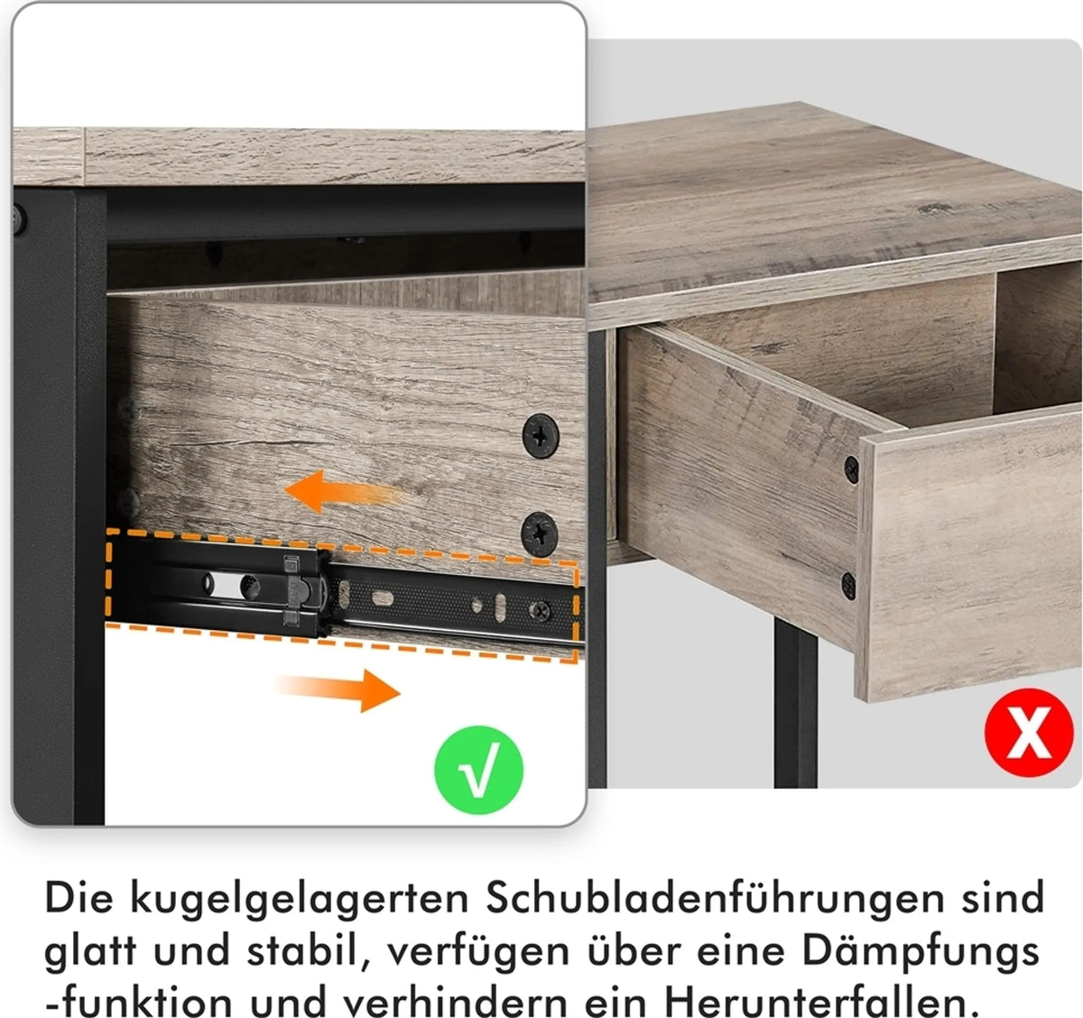 Table murale Yaheetech 80 x 29,5 cm avec tiroir coulissant et 2 étagères – Gris – MDF et métal