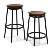 Lot de 2 tabourets de bar Coast - hauteur réglable - pivotants à 360° - marron rustique et noir