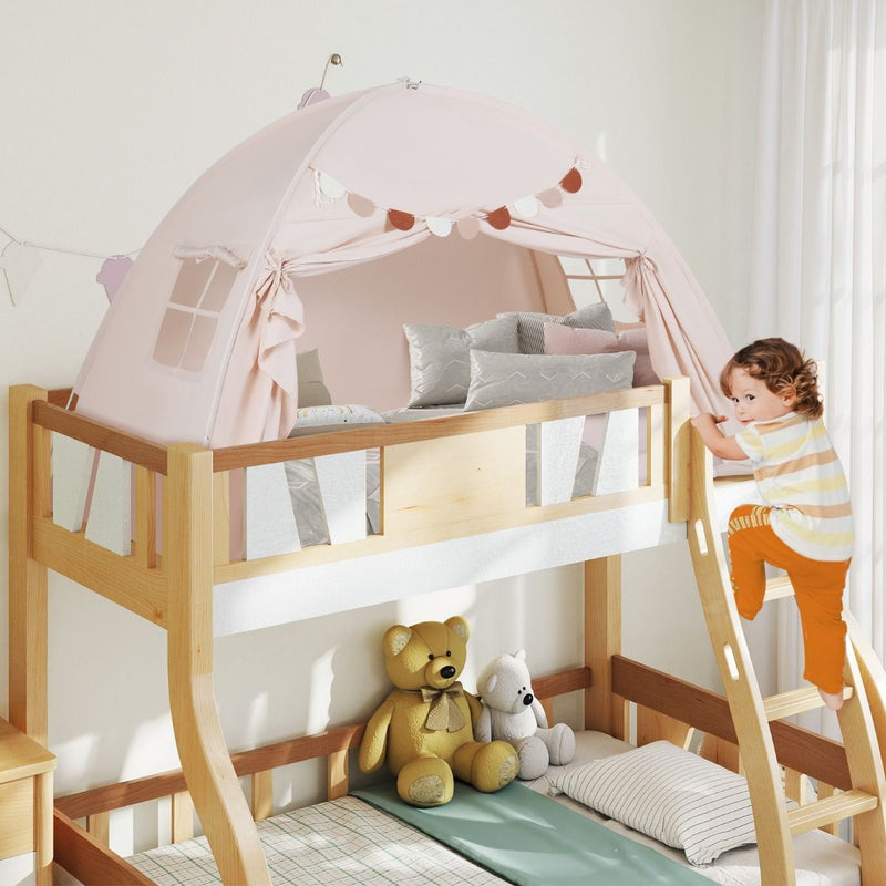 Tente pour enfants Coast pour deux personnes - Tente pliable à baldaquin - Avec fenêtres et bannière - 201 x 100 x 122 cm - Beige