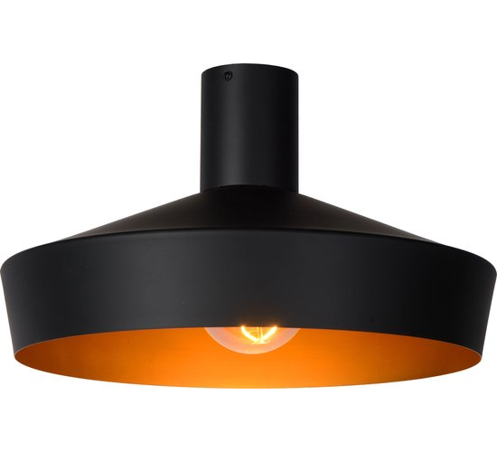 Lucide CARDIFF - Plafonnier - Ø 40 cm - 1xE27 - Noir
