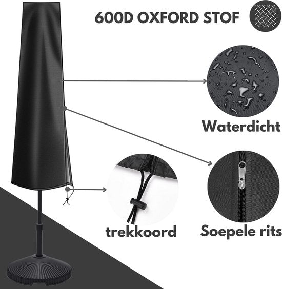 VAIVE Housse de parasol imperméable 600D avec fermeture éclair - Pour parasol flottant et parasol sur pied