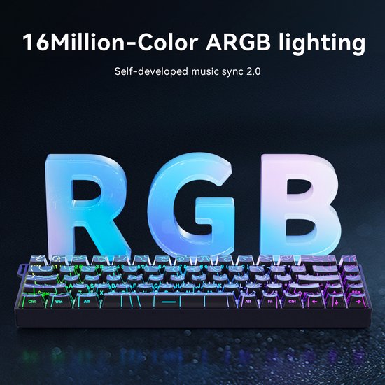 Ajazz AK680 V2 HE - Clavier gaming filaire à 65 % - Touches magnétiques - Effet Hall - Rapid Trigger - QWERTY - Contour noir