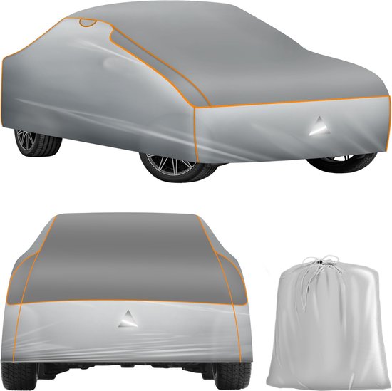 tectake® Car cover - Bâche voiture - Protection contre la grêle - Couverture imperméable - Respirante - Garage auto élastique - Accessoires auto avec sac de rangement - Compatible avec de nombreux modèles - Dimensions (LxLxH) 483x 178x 120 cm - Large