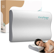 Oreiller CozySense® - Oreiller orthopédique - Oreiller ergonomique - Oreiller de sommeil en mousse à mémoire de forme - Taie d'oreiller et sac de transport inclus - Fermeté - pour les dormeurs sur le côté, le ventre et le dos