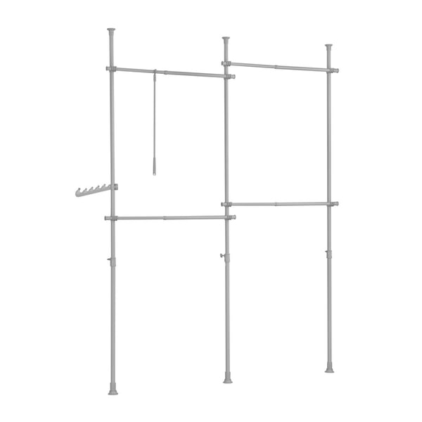Tringle à vêtements télescopique SoBuy - Gris - L124-226 x P27 x H200-295 cm - Réglable, 4 barres de suspension