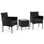 Ensemble de jardin Coast 3 pièces - 2 chaises et une table de jardin - rotin tressé à la main - noir