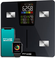 FITAGE Pèse-personne LED Digital - Pèse-personne intelligent avec analyse corporelle 17x - Pèse-personne - FITAGE App