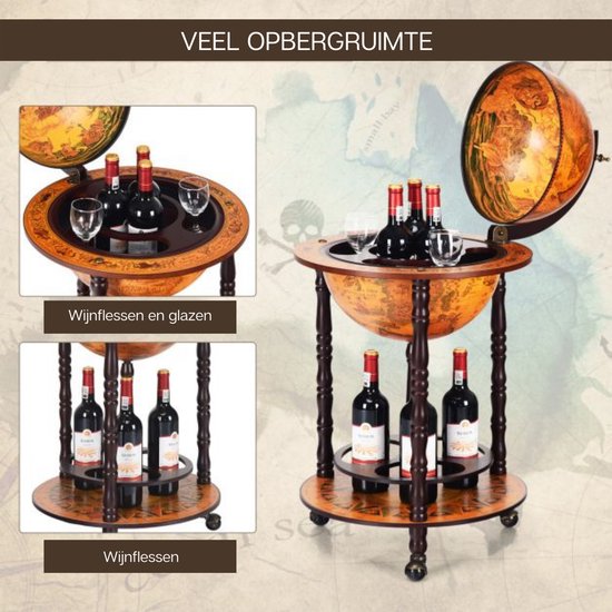 Costway - Porte-bouteilles - Globe bar - Porte-bouteilles - Globe bar - ⌀ 47 cm - Marron