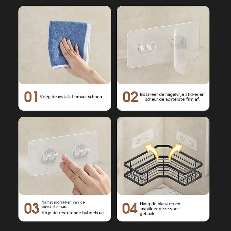 JORDAN&JUDY : lot de 2 étagères d'angle triangulaires noires pour salle de bains, rangement peu encombrant