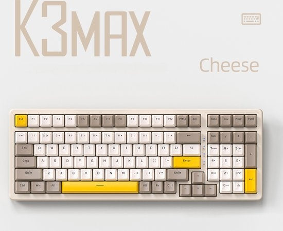Fuegobird K3MAX Mechanical Gaming Keyboard - 100keys - Gasket Mod - Red Switch - QWERTY - Mechanical RGB Backlight Keyboard - Cheese