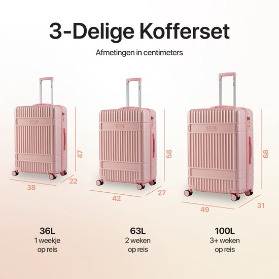 SKYCASES Bagage à main - Classic Heritage - Trolley léger - Durable - 36L - TSA Lock - 55x39x20 cm - Valise à main - Roulettes - Rose