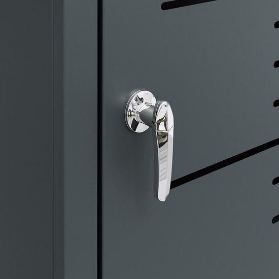 Armoire à poubelles SoBuy - Armoire à poubelles en métal gris foncé avec serrure et porte perforée - Toit rabattable | OGS63-DG