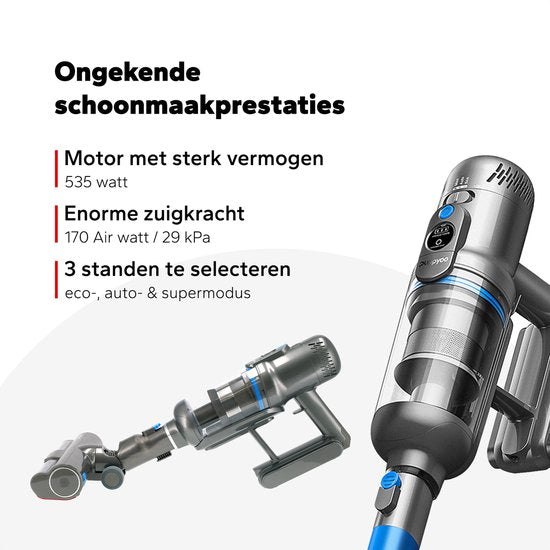 Aspirateur sans fil Puppyoo T12 Pure Steel avec aspirateur à main - HEPA 12 - Bleu