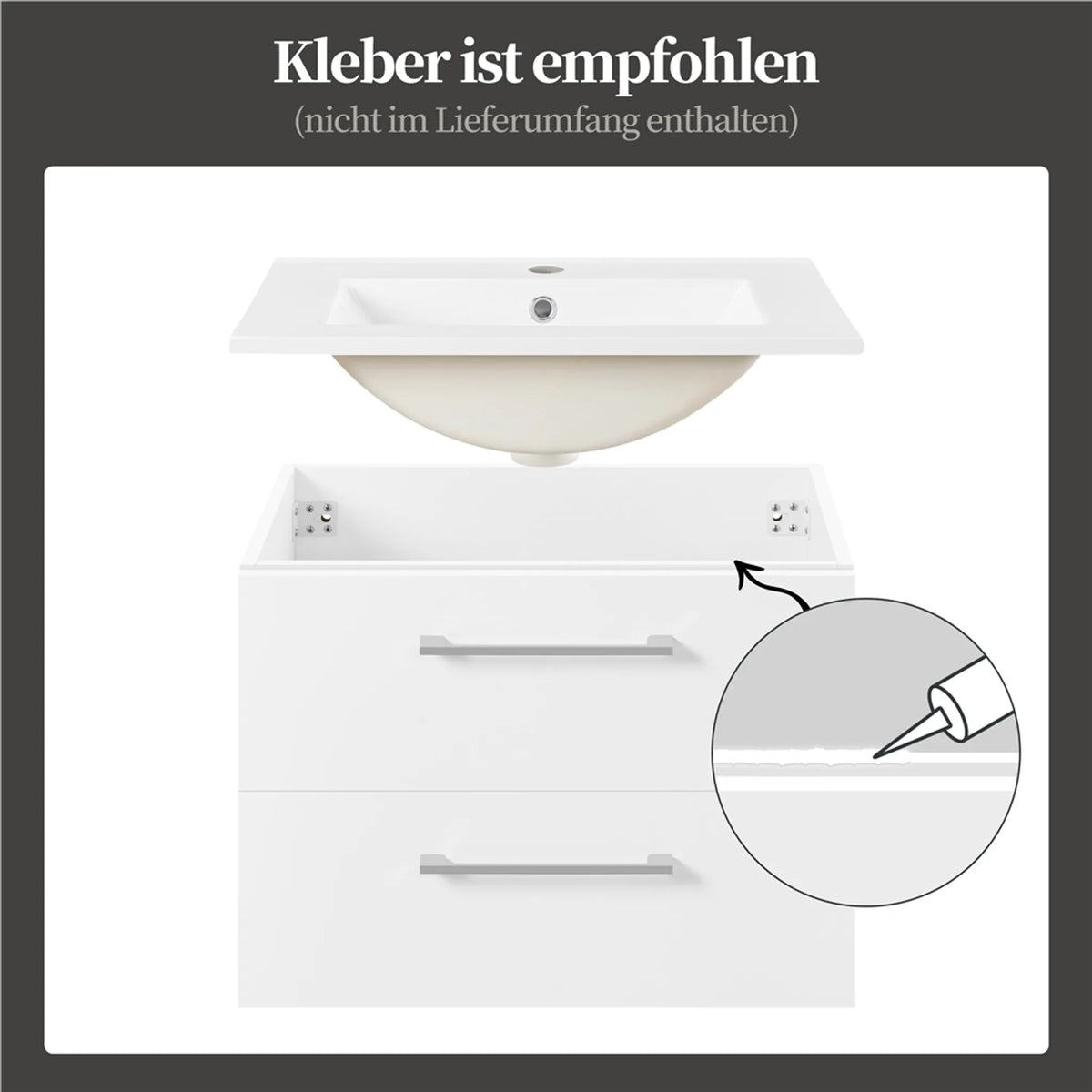 Meuble sous-lavabo suspendu Yaheetech avec lavabo en céramique - 2 pièces - 61 x 39,5 x 45,5 cm - Blanc