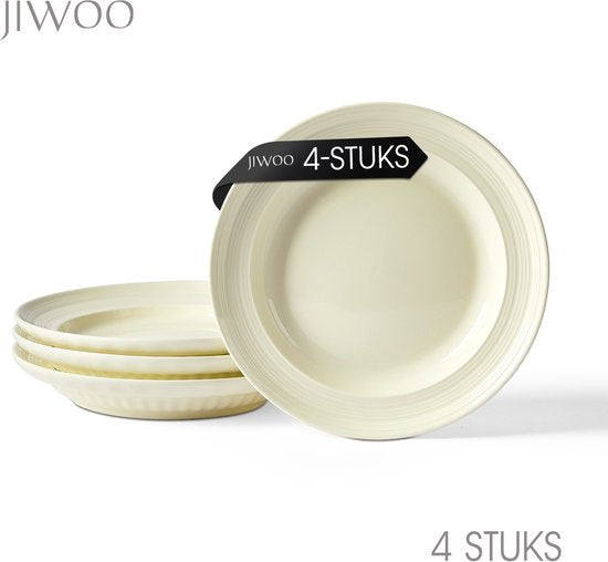 Lot de 4 assiettes (Ø 20,4 cm / 8 pouces), assiettes à petit-déjeuner, assiettes à pâtes, service de table pour 4 personnes, convient aux restaurants, à la restauration, aux fêtes, aux réunions de famille, aux banquets et aux pique-niques, passe au micro-
