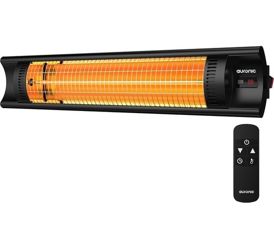 Auronic Chauffage de terrasse - Infrarouge - Chauffage - Électrique - 2500W - Télécommande - 4 niveaux - Noir