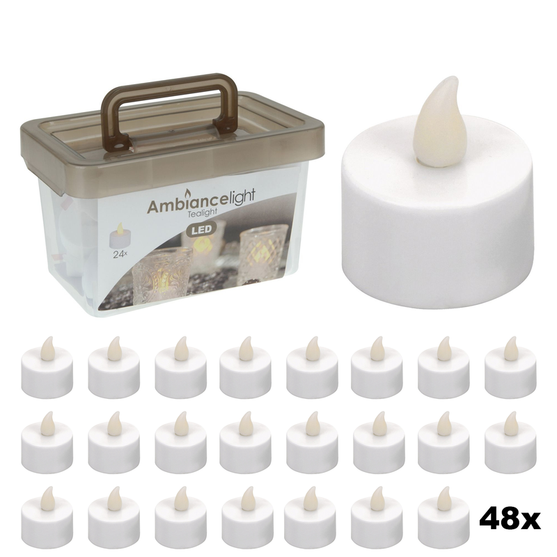 Set de bougies chauffe-plat - LED - Boîte de 48 bougies - piles incluses