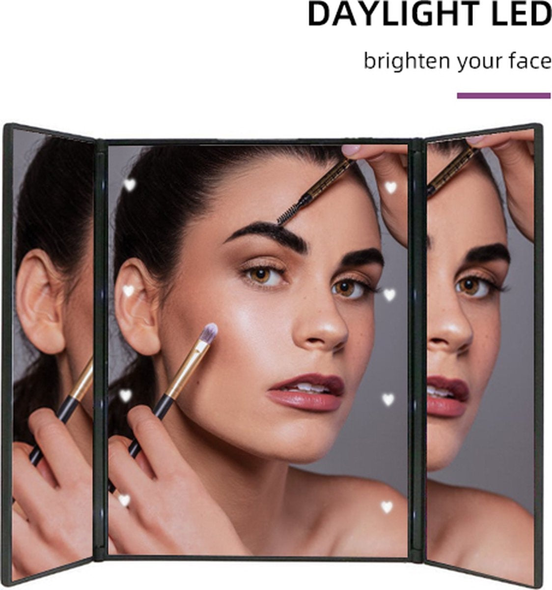 Miroir avec éclairage LED - Miroir de maquillage - Noir