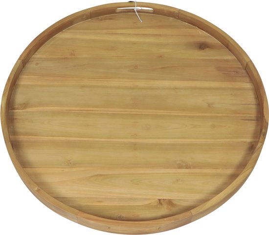 Plateau AXI Dewi en teck Ø 80 cm – Plateau rond – Teck – Pour verres et décoration de table – Pour l'intérieur et l'extérieur
