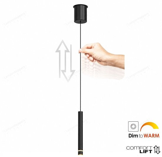Suspension Volari 4714ZW noire, design, hauteur réglable de 50 à 170 cm, avec des composants métalliques et électroniques, marque Steinhauer