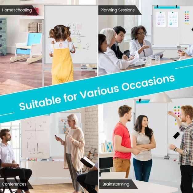 Tableau blanc magnétique double face à roulettes pour la salle de classe, le bureau et la maison