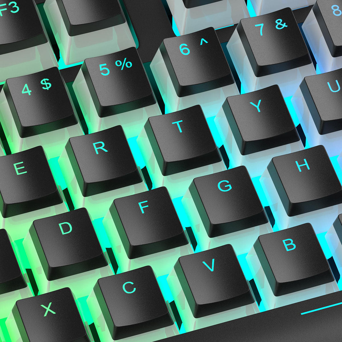MageGee Double Shot PBT Pudding Keycaps 130 touches, touches avec couche translucide, jeu complet de 104 touches et 16 touches supplémentaires, profil OEM, accessoire pour clavier mécanique - Noir