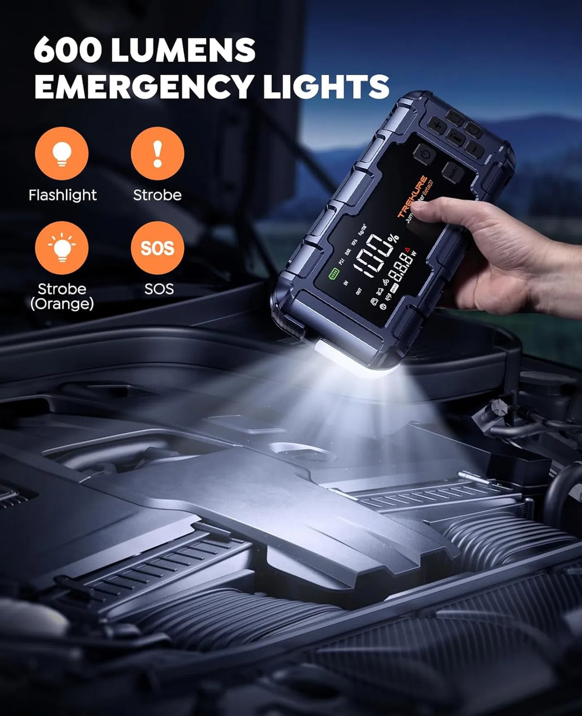 TREKURE Beta07 Démarreur 6000 A - 12 V - avec compresseur d'air 160 PSI, 45 W PD