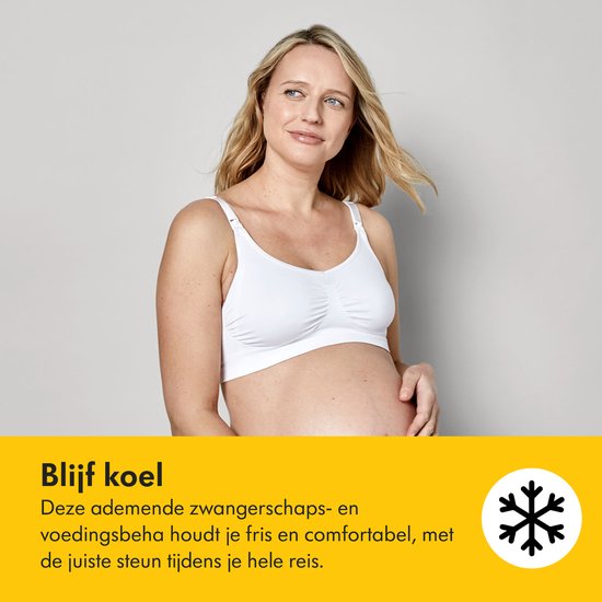 Soutien-gorge Medela Keep Cool - Soutien-gorge d'allaitement sans coutures - Soutien-gorge de grossesse avec 2 zones respirantes - Tissu Soft Touch - Blanc - Taille L