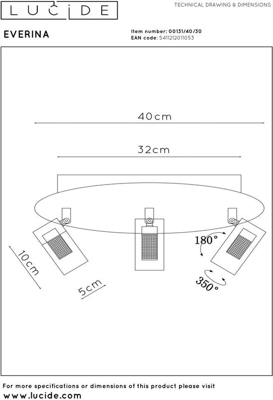 Lucide EVERINA - Plafonnier - Ø 40 cm - LED à intensité variable - CCT - 2200 K/6500 K - Noir - Essential