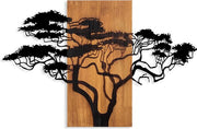 Asir - Accessoire mural décoratif en bois - Noyer & Noir - 90 x 58 cm