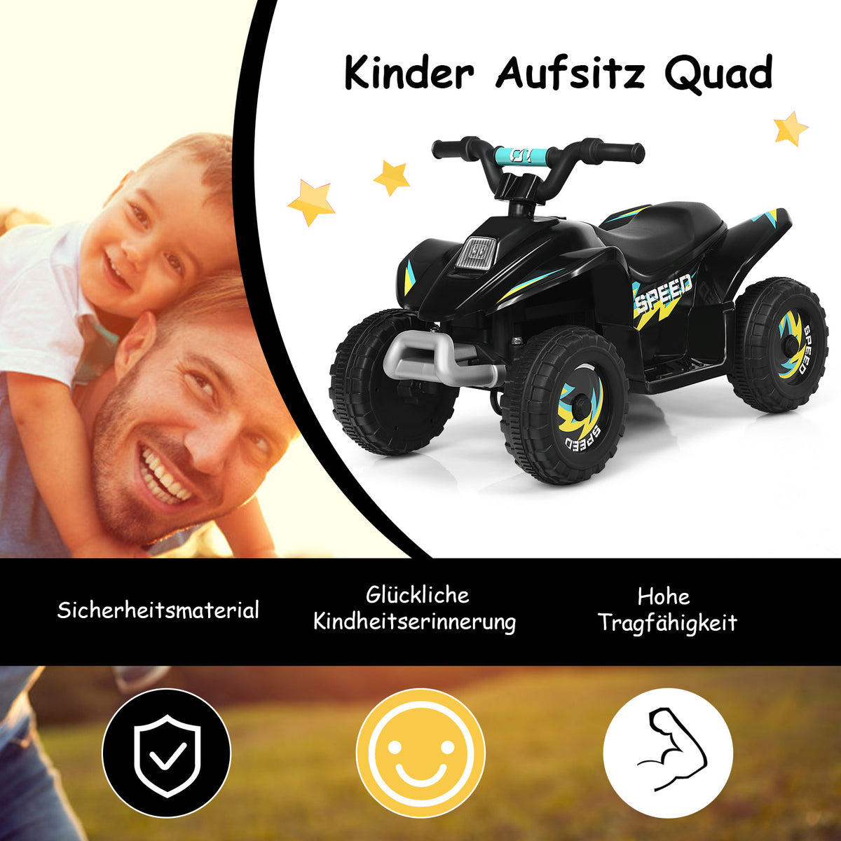 Voiture électrique pour enfants - Coast - Electro Quad pour enfants - Moto pour enfants 73 x 40 x 44,5 cm - Noir