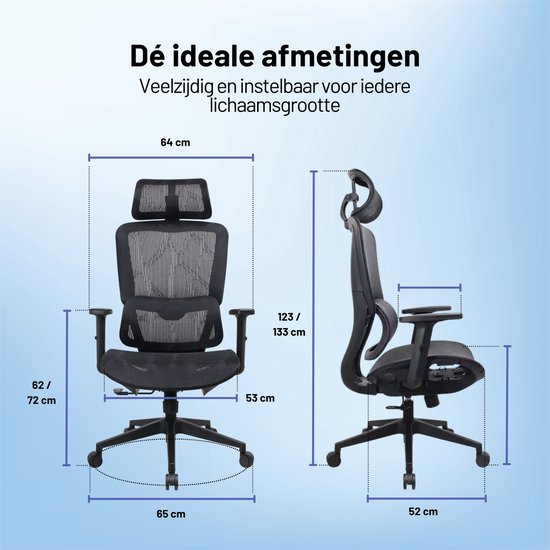 GAME HERO® Trader X1 Ergonomic Office Chair - Siège de bureau pour adultes - 130KG - Noir