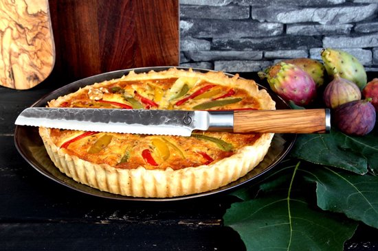 Couteau à pain forgé en bois d'olivier 20cm - En bois d'olivier - Dans une boîte cadeau en bois
