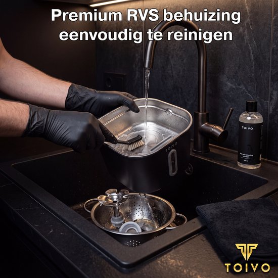 Toivo Fontaine à eau pour chat - 2,2 L - Acier inoxydable - Fontaine à eau avec fenêtre, 4 filtres inclus - Distributeur d'eau - Silencieuse - Fontaine pour chat - Abreuvoir - Bol à eau - Noir
