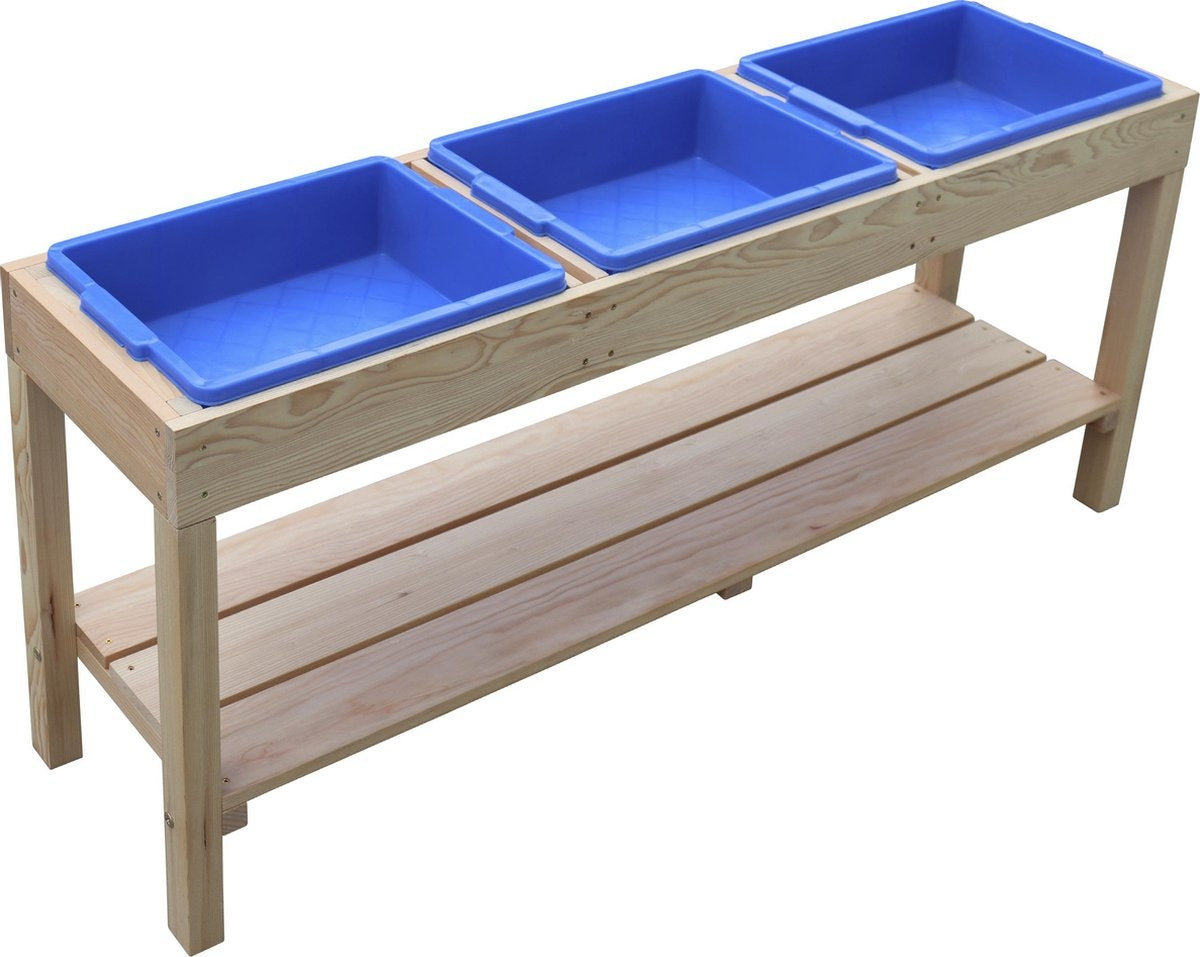 AXI Activiteiten Tafel in Naturel Bruin met 3 Blauwe Bakken  - Multi-inzetbare kindertafel voor diverse activiteiten