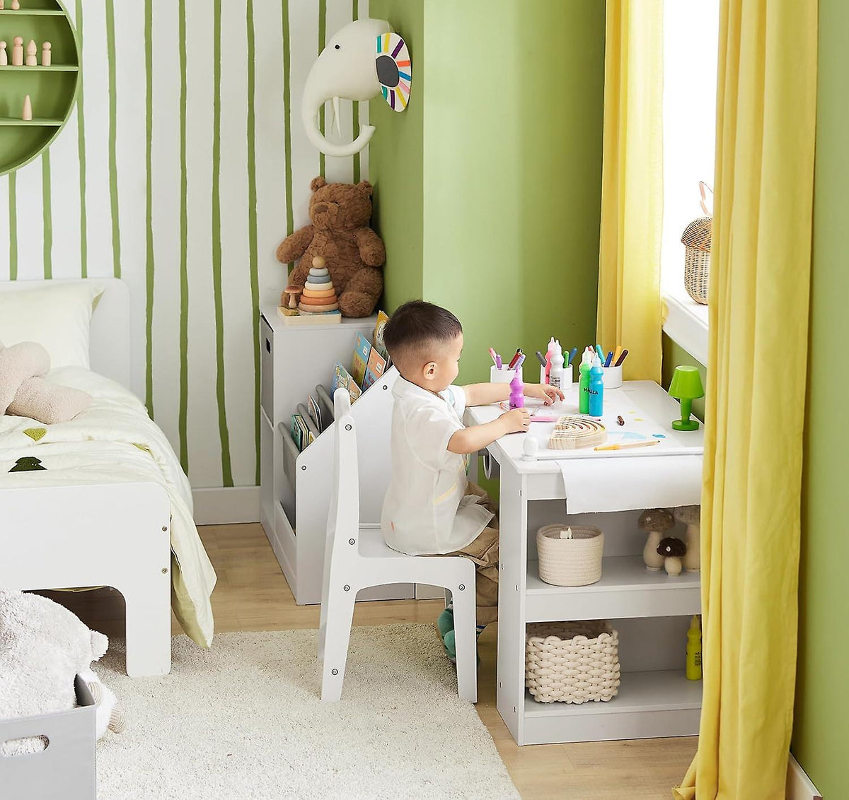 SoBuy - Ensemble bureau et chaise pour enfant - blanc - 80x54 x65.5 cm