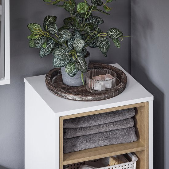 SoBuy BZR146-W Meuble de salle de bain - Bois composite blanc avec panier de lavage