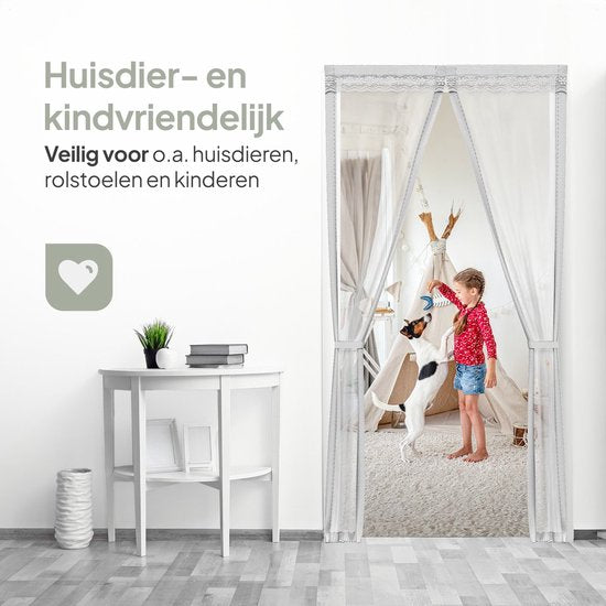 O'DADDY® Rideau de porte Deluxe FIBER - Rideau anti-moustiques magnétique - Pour les nouvelles constructions et les portes standard - Installation facile - Moustiquaire de porte blanche - 100x240 cm