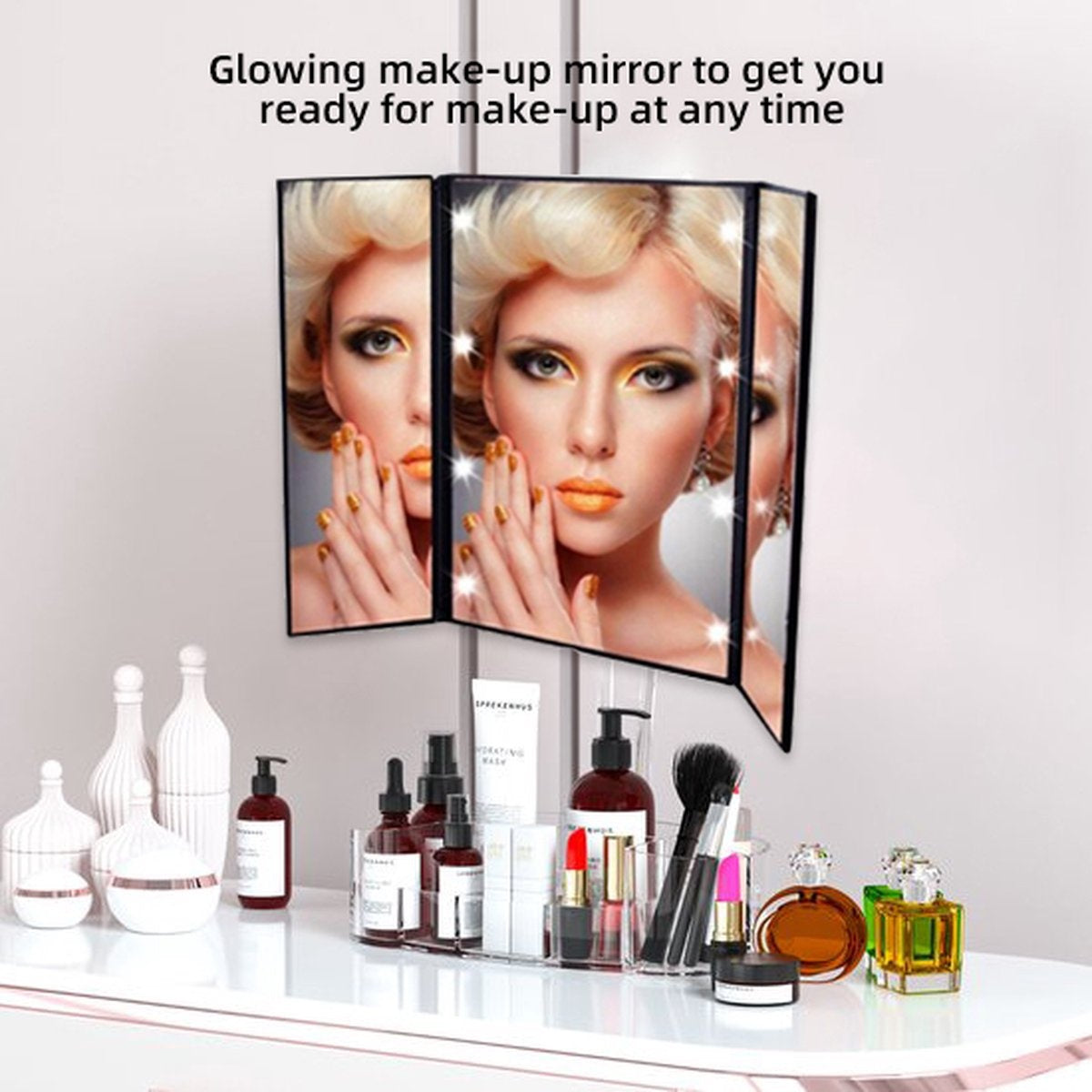 Miroir avec éclairage LED - Miroir de maquillage - Noir