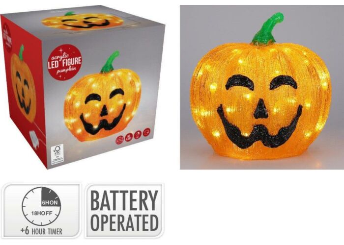 Lampe citrouille 50 LED - Lot de 4 - Ø25 cm - Orange