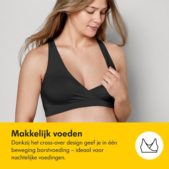 Soutien-gorge de nuit Medela Keep Cool Sleep - Soutien-gorge de nuit sans coutures - Soutien-gorge de grossesse - Soutien-gorge d'allaitement avec 2 zones respirantes - Tissu Soft Touch - Blanc - Taille M