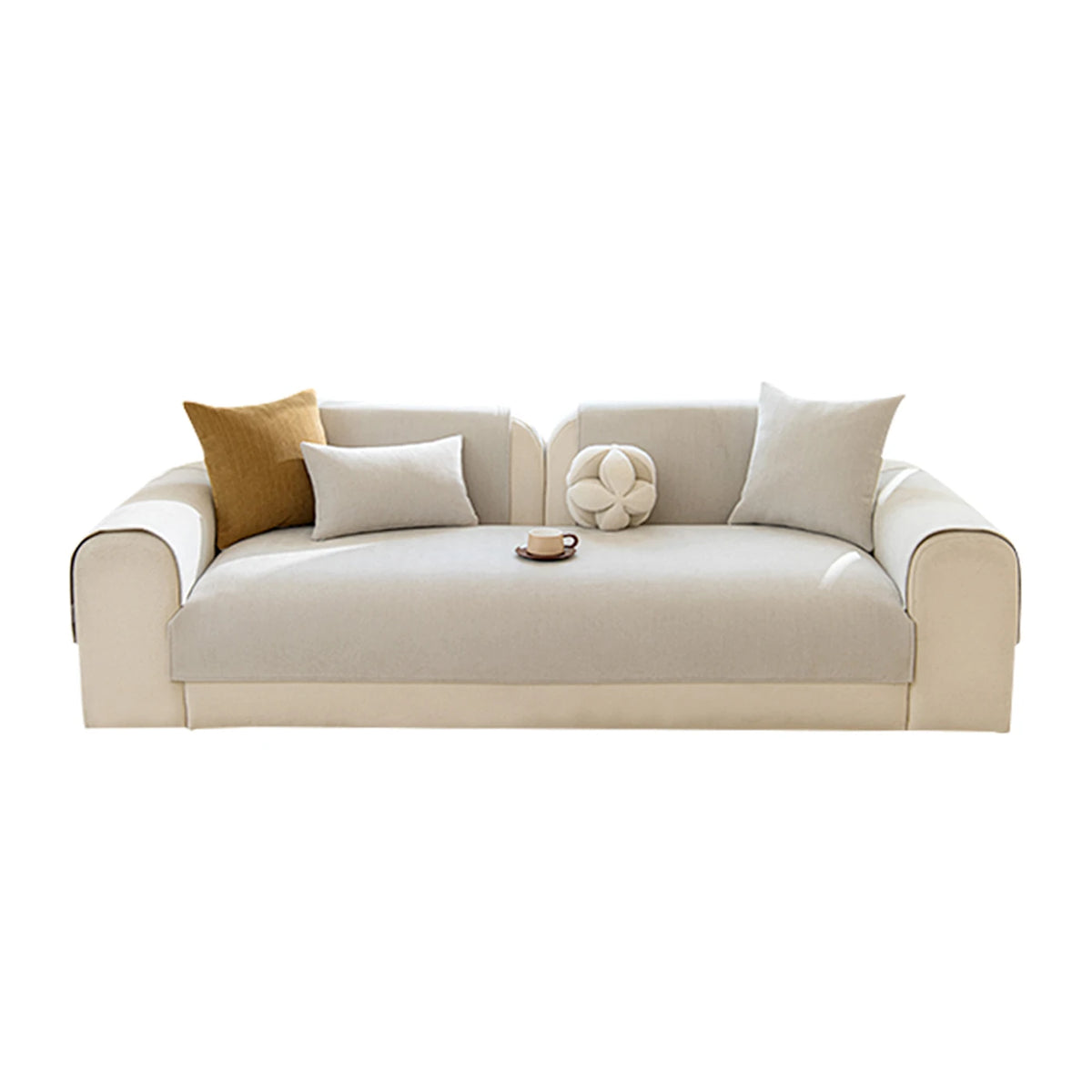 Housse de canapé Ochama pour assise – Housse de canapé antidérapante en chenille – 70 x 180 cm – Beige