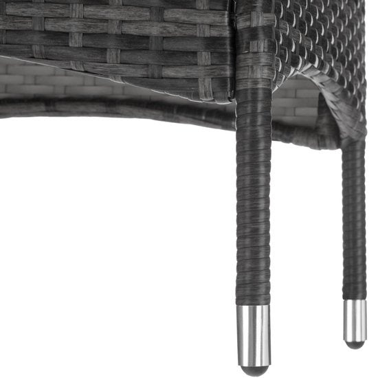 tectake® - set de jardin en osier avec housses interchangeables, 2 chaises et table avec plateau en verre, 2x chaises longues d'extérieur avec accoudoirs et table de jardin, set de jardin, meuble de balcon - - gris - poly-rattan